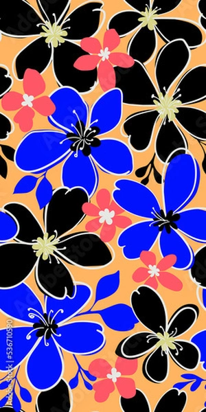 Fototapeta Large flowers Print design for fabric or dress, seamless pattern