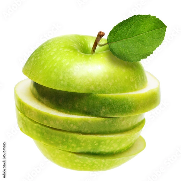 Obraz Green apple isolated on white background.