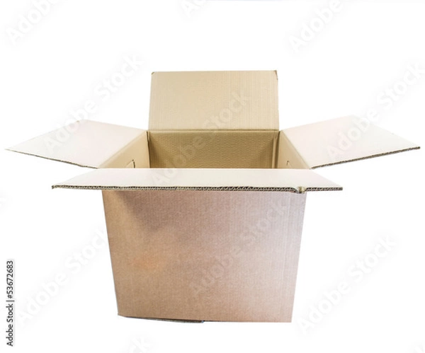 Obraz Cardboard box over white background