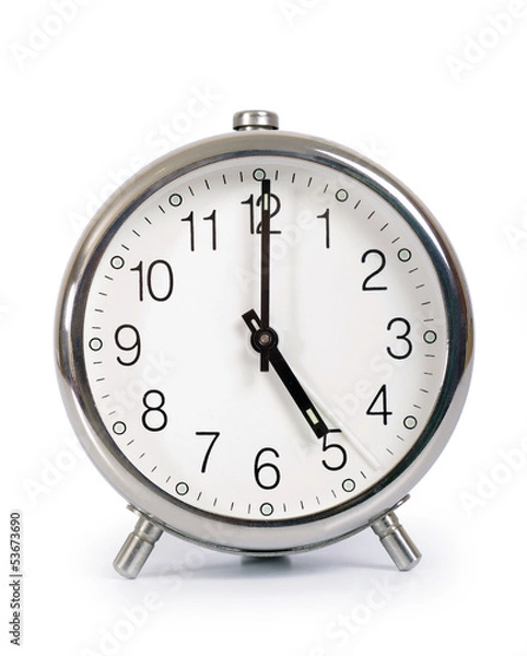 Fototapeta Alarm Clock, showing five o'clock