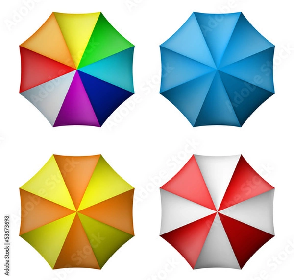 Fototapeta Umbrella set from top view