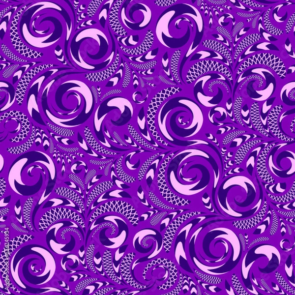 Fototapeta Purple vector seamless abstract floral  pattern