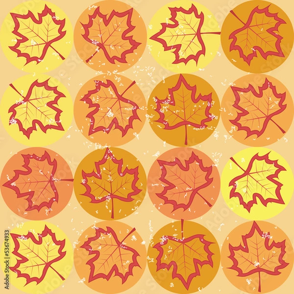 Fototapeta grunge pattern with maple leaves