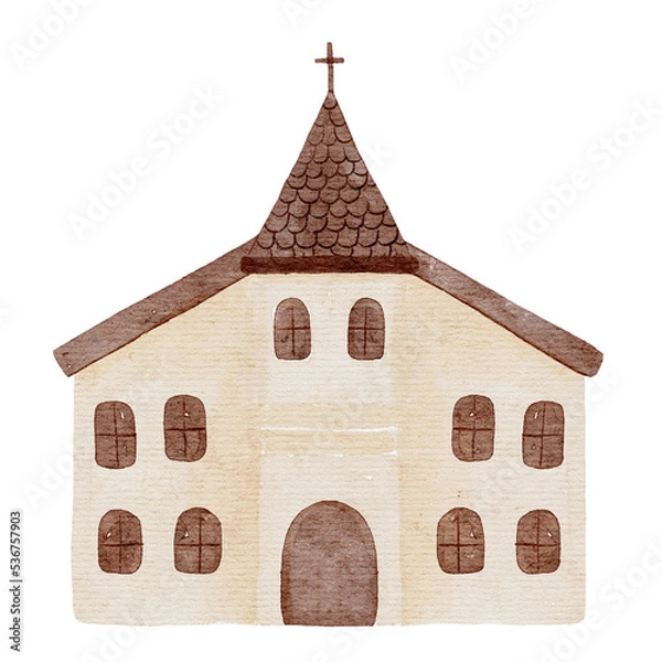 Obraz church watercolor