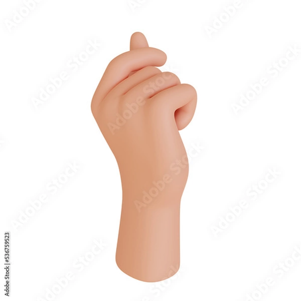 Fototapeta Hands gestures 3D cartoon, icon character hand, beautiful symbol hand love concept, I love you hand, 3D render illustration