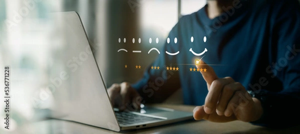 Fototapeta Customer services best excellent business rating experience. Satisfaction survey concept. user give rating to service experience on online application .