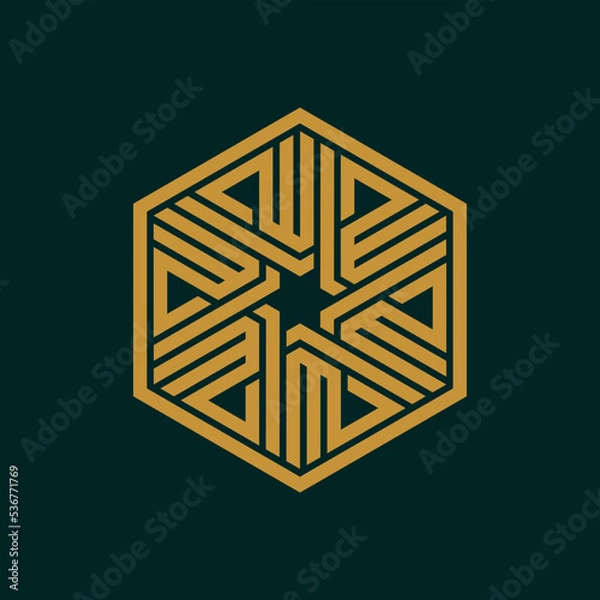 Fototapeta Arabic calligraphy of the name of God (Allah) in hexagon shape.
