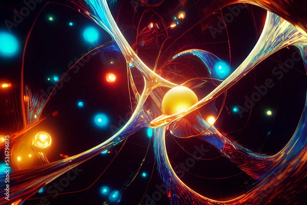 Fototapeta The abstract colorful structure of the quantum element