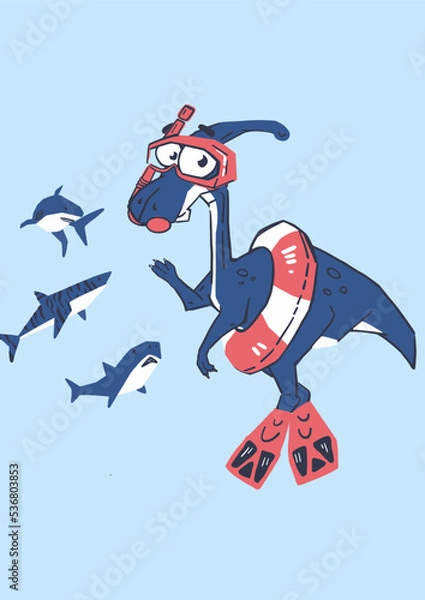 Obraz diving dinosaur
