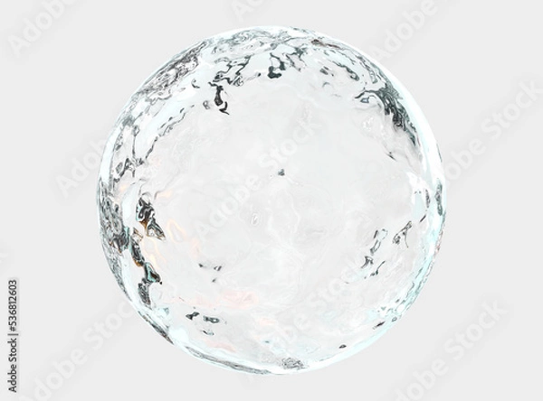 Obraz Ice ball isolated on white background with clipping path. Abstract sphere glossy geometric object for food and drink.