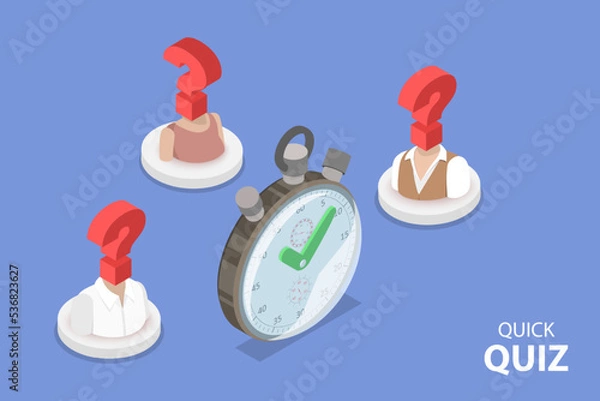Fototapeta 3D Isometric Flat Vector Conceptual Illustration of Quick Quiz, Fast Question and Answer Game