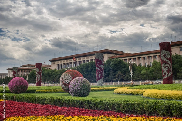 Obraz Flower bed in Tiananmen square, Beijing