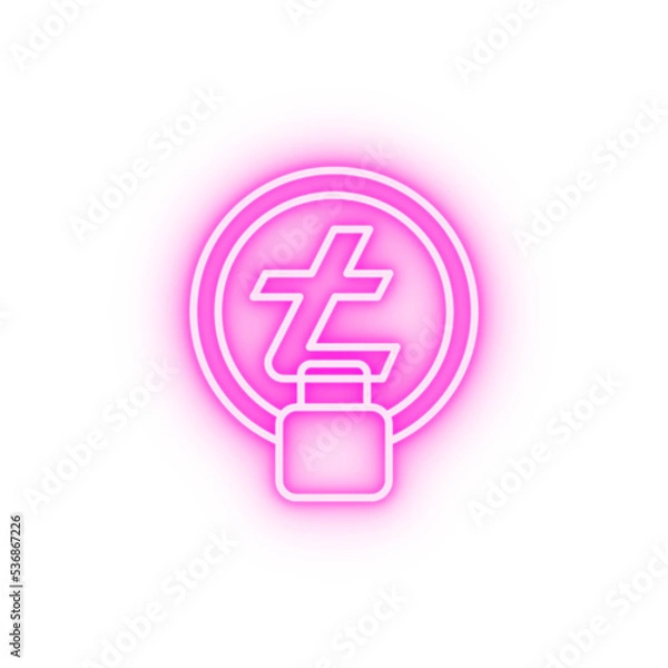 Fototapeta lite coin  lock neon icon