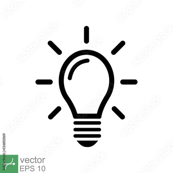 Fototapeta Light bulb icon. Simple outline style. Creative, analytical thinking processing, electrical lamp, idea solution concept. Thin line vector illustration isolated on white background. EPS 10.