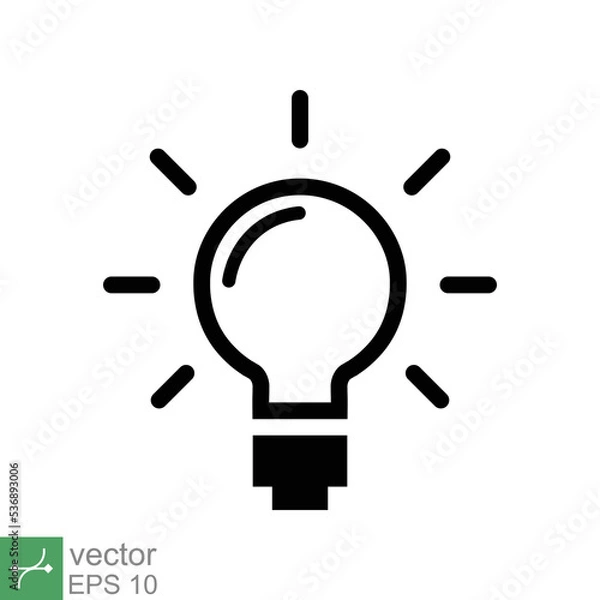 Obraz Light bulb icon. Simple outline style. Creative, analytical thinking processing, electrical lamp, idea solution concept. Thin line vector illustration isolated on white background. EPS 10.