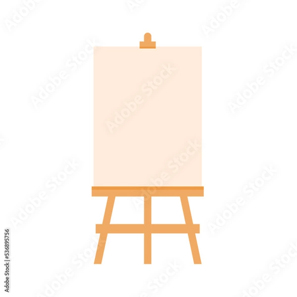 Fototapeta Wooden easel template of a colored table and white paper,Blank canvas on a painting easel,white drawing paper