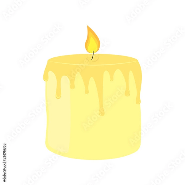 Fototapeta Burning candle on a white background vector.