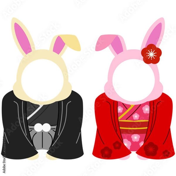 Obraz 兎の年賀状素材（着物）