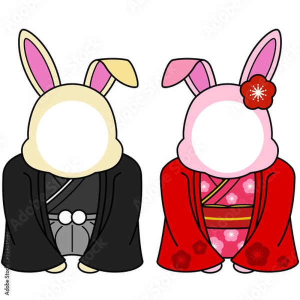 Obraz 兎の年賀状素材（着物）