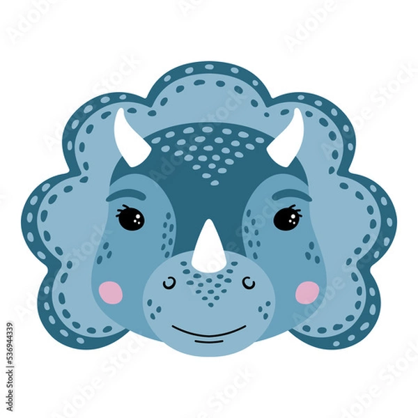 Obraz Cute little dinosaur. Vector illustration, isolated on a white background. Scandinavian cartoon style flat design. Concept for children print.
