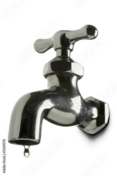 Fototapeta a leaking tap on white