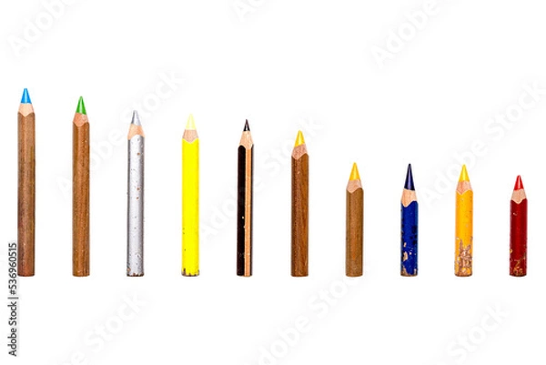 Obraz collection of old used short multi colored crayons