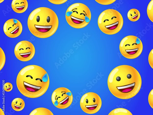 Fototapeta Set of colorful emojis with different emotions
