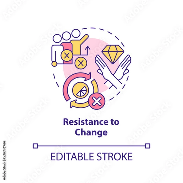 Fototapeta Resistance to change concept icon. Absent flexibility. Brand longevity challenge abstract idea thin line illustration. Isolated outline drawing. Editable stroke. Arial, Myriad Pro-Bold fonts used