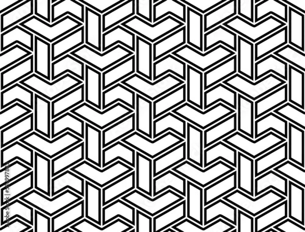 Fototapeta Seamless geometric background for your designs. Modern vector ornament. Geometric abstract black and white pattern