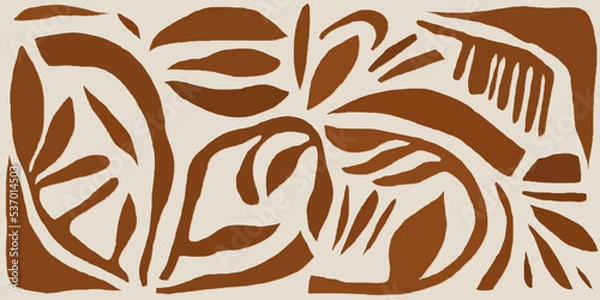 Obraz Hand drawn minimal abstract autumn pattern. Collage contemporary print. Fashionable template for design.
