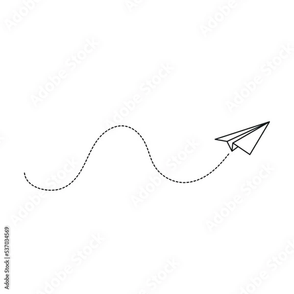 Fototapeta paper plane flight path, path to business