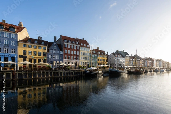 Fototapeta Nyhavn ancient port in Copenhagen, Denmark.