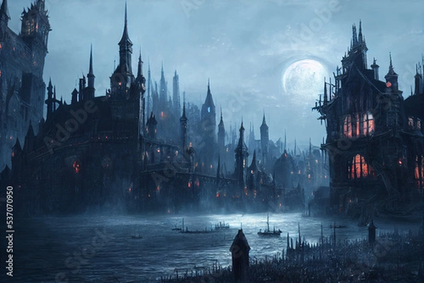 Obraz gothic cityscape illustration