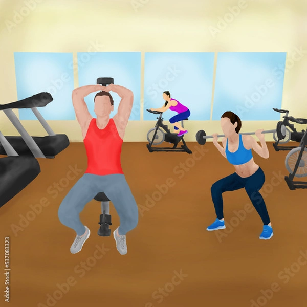 Obraz gente hace ejercicio en el gimnasio