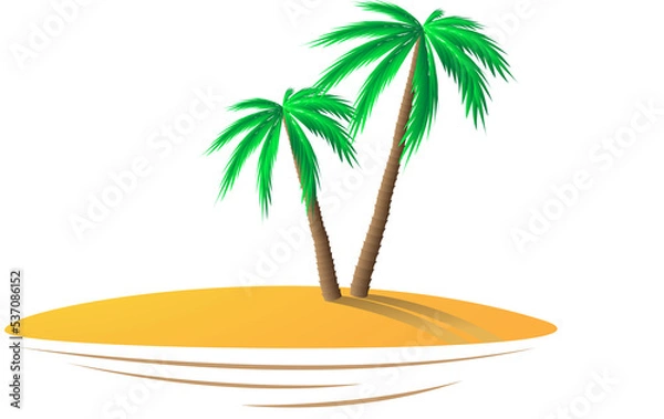 Obraz Two palm trees on the island isolated