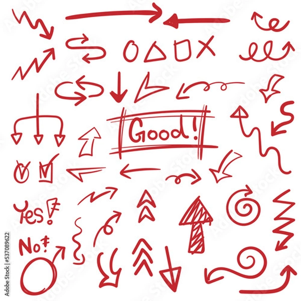 Obraz 손으로 그린 화살표 낙서 장식 세트 일러스트