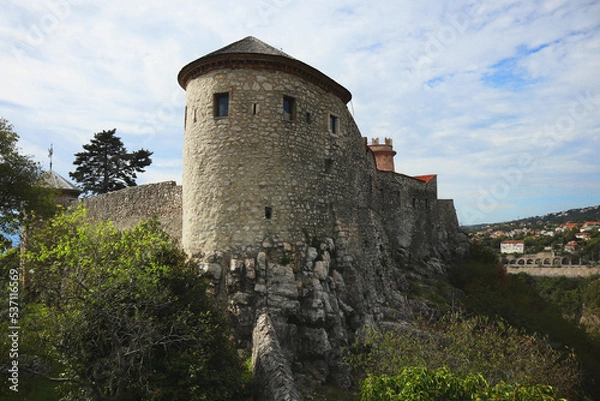 Fototapeta Beautiful old castle building   on hill                 