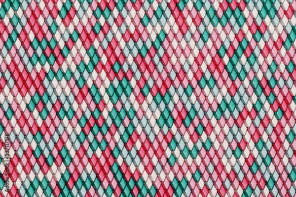 Fototapeta Abstract row of colorful futuristic objects background 3d rendering