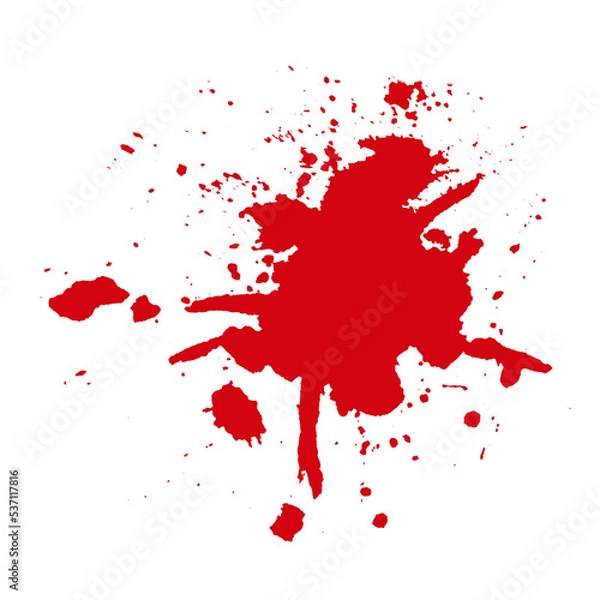 Fototapeta horror illustration abstract silhouette red paint splash, blood stain isolated on blank space.