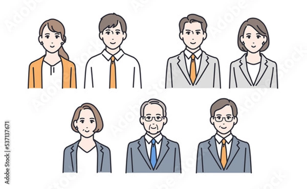 Obraz 会社員のシンプルなベクターアイコンイラストセット素材	