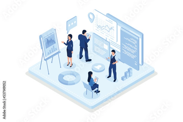 Fototapeta Augmented reality for banking concept. Can use for web banner, infographics, hero images, isometric vector modern illustration