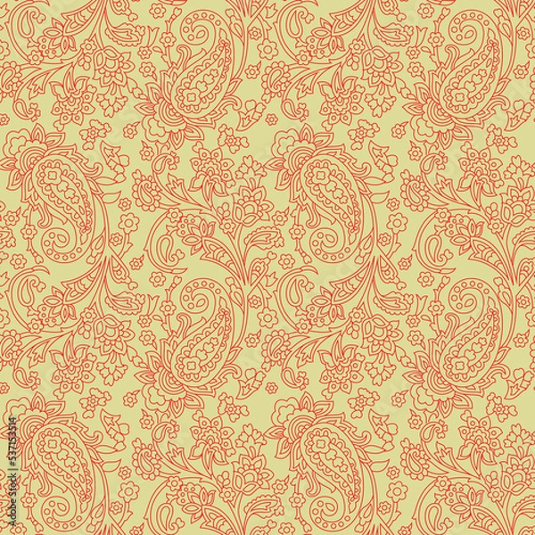 Obraz traditional Indian paisley pattern on  background
