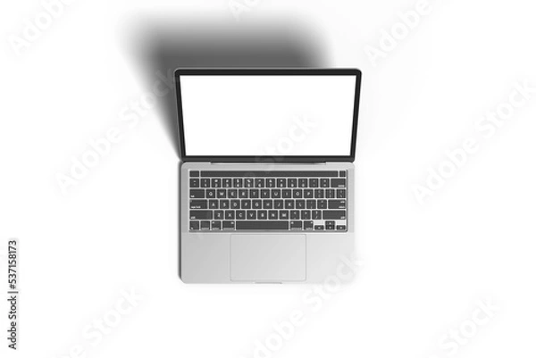 Obraz laptop with screen isolated on white top view