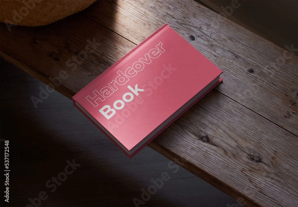 Obraz Hardcover Book Mockup With Natural Light on a Wood Table