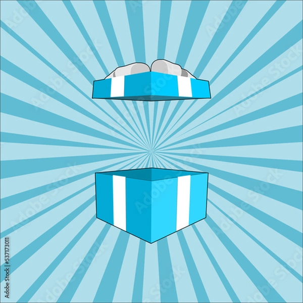 Fototapeta An open gift box presents a surprise in winter theme. Vector design