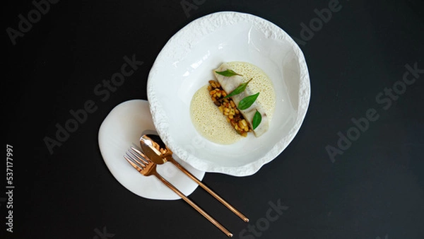 Obraz assiette gastronomique poisson