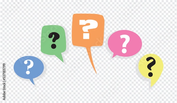 Fototapeta colorful speech bubbles question mark, vector illustration