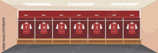 Fototapeta Cute and nice design of Soccer dressing room and interior objects vector design