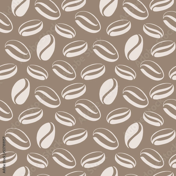 Fototapeta Seamless pattern with calligraphic coffee beans. Hand drawn vector illustration.
