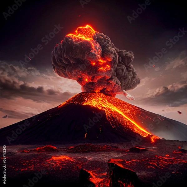 Obraz Wybuchanie wulkanu